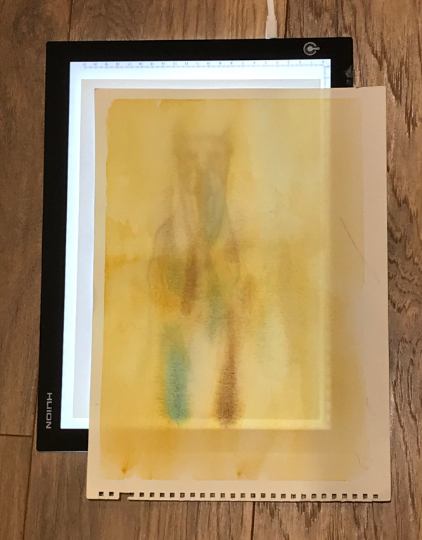 Brightness test watercolour paper - studio lights on