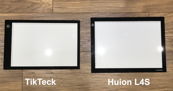 TikTeck and Huion size comparison